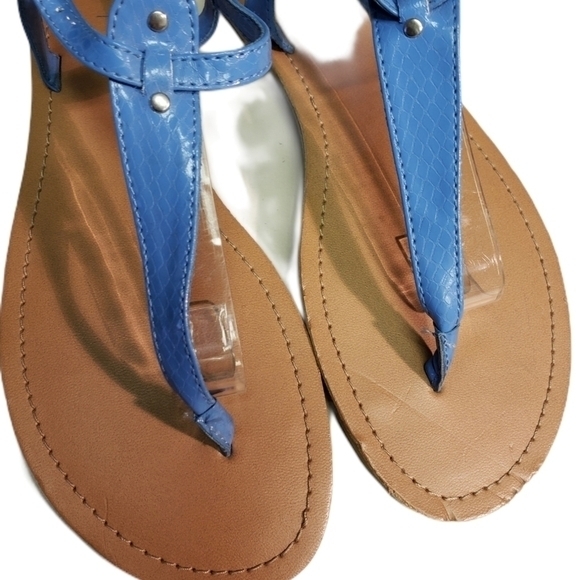 Loft Blue Sandals Size 8‎ Snakeskin Pattern Silverstone - Picture 3 of 12